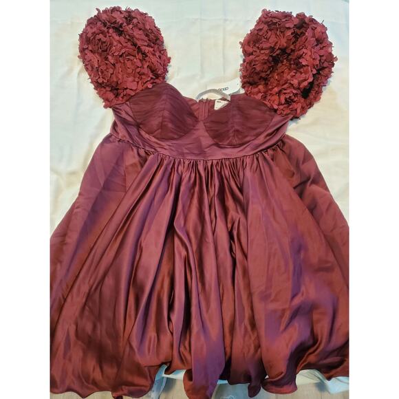 ASOS Dresses & Skirts - ASOS LUXE floral satin wired baby doll mini dress size 20 color Burgundy. A10